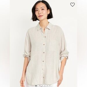 Old Navy Linen Boyfriend Button Down
